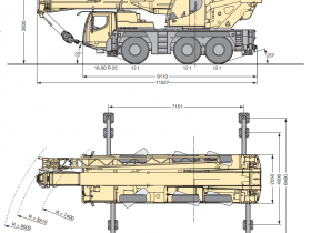 Габариты автокрана 50 тонн Liebherr LTM 1050