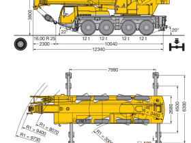 Габариты автокрана 70 тонн Liebherr LTM-1070